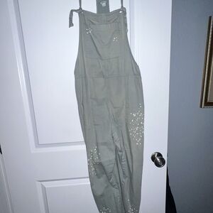 Aerie Olive Jumpsuit with White Accents